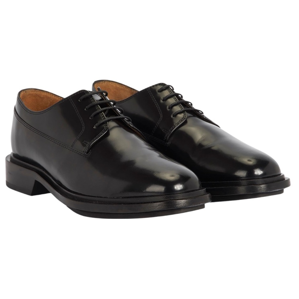 A.P.C Men’s Samuel Derby Classic Black Patent Leather Dress Shoes Size 39 EU
